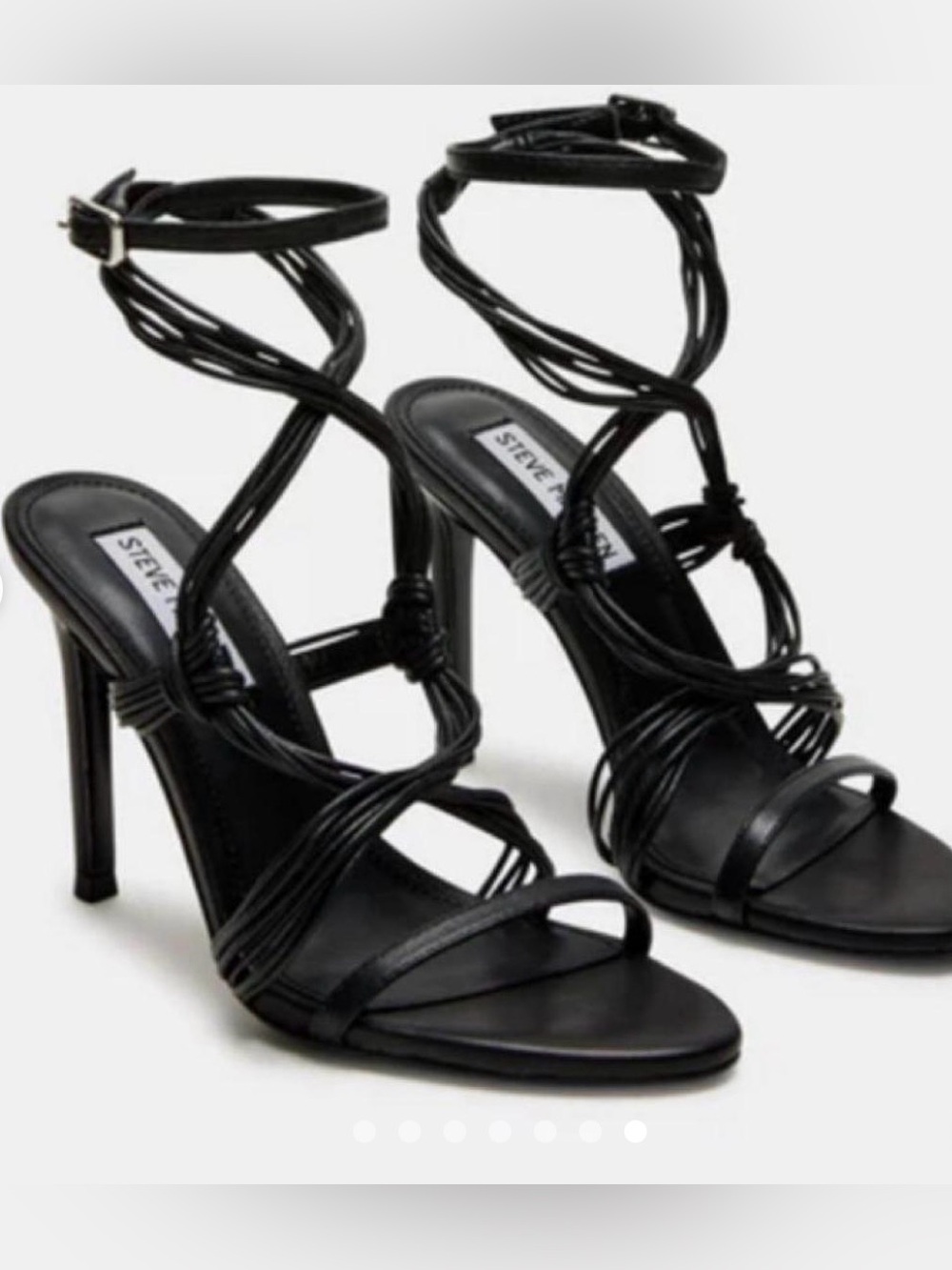 NWOT Steve Madden Lele Black Strappy Wrap-Heel Sandals
